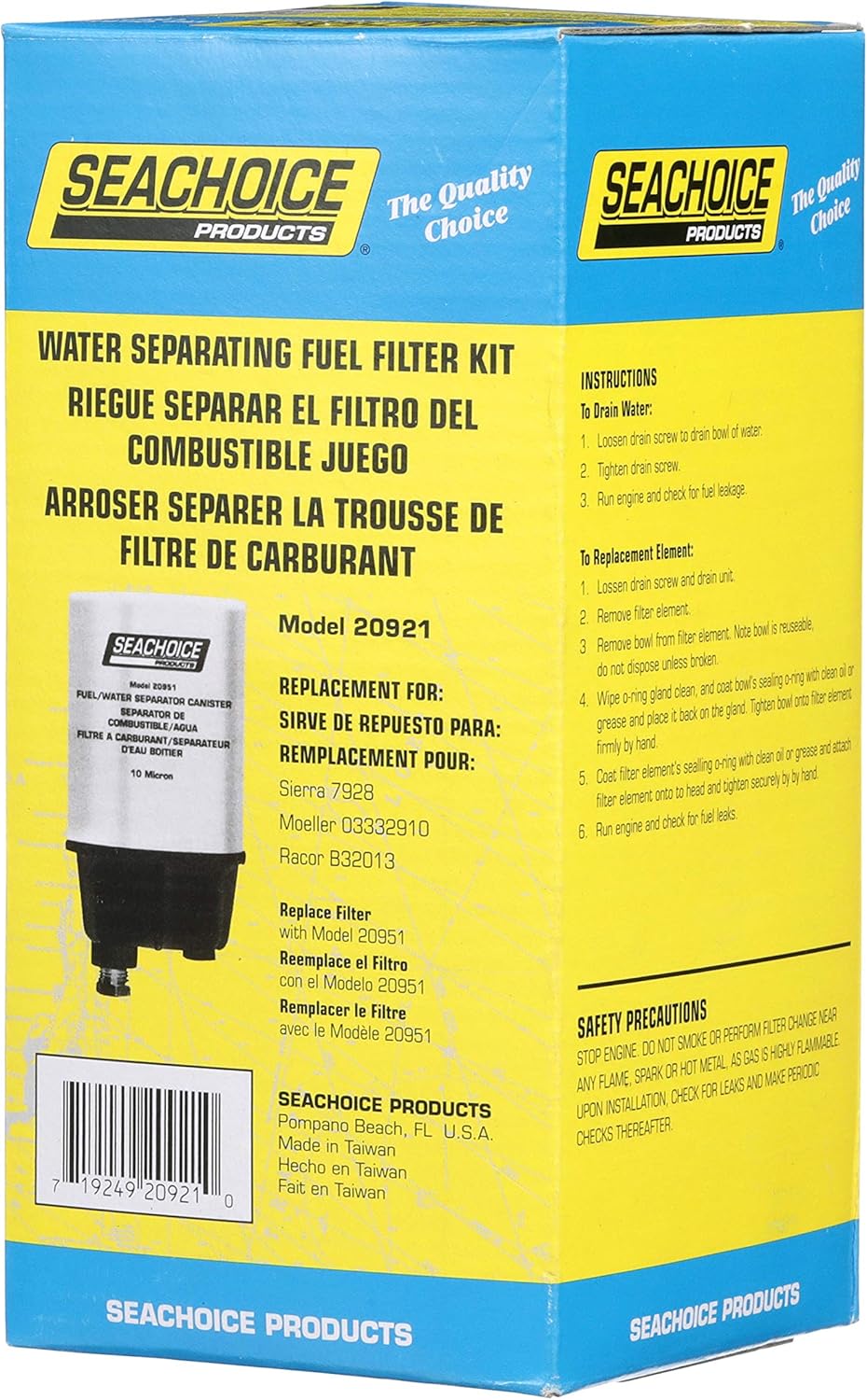 Seachoice 20921 Fuel/Water Separating Filter Kit for Inboard Engines – Replaces Racor S3213, Sierra 7919, Mercury 809101 and 809097 : Boat Fuel Filters : Sports & Outdoors