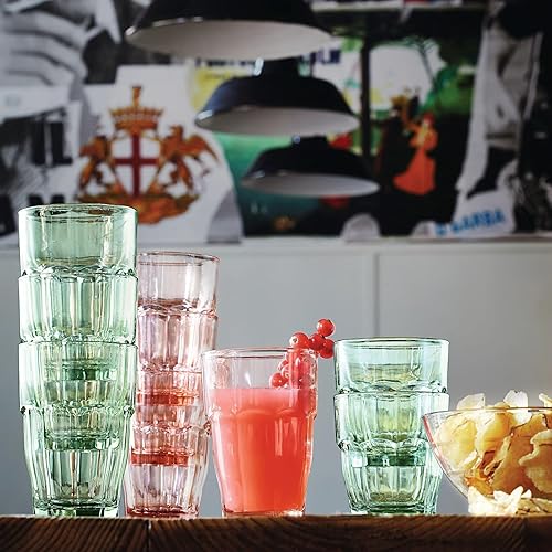 Miniatura 25 de Bormioli Rocco Rock Bar - Vasos apilables de doble estilo antiguo, 13 1/4 onzas, juego de 6 Transparente,Color Ice,Azul (Ice Blue),Lavanda,Verde