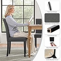 Vista 6 de Yaheetech Juego de 2 sillas de comedor tapizadas de tela Parson con asiento acolchado y patas de madera maciza para comedor/restaurante, gris oscuro
