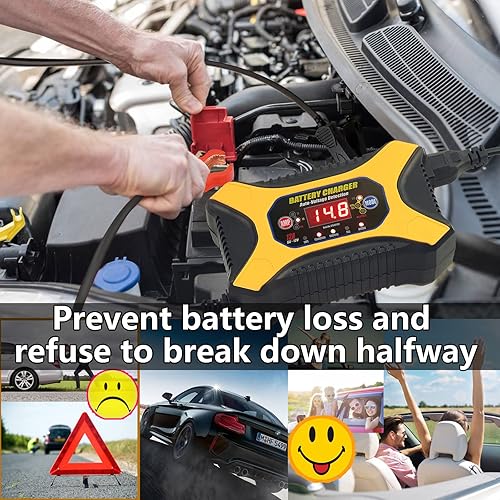 Miniatura 3 de KATBO Cargador de batería 12A Mantenedor automático completo Corriente de conmutación manual 2A 8A para automóvil, motocicleta, baterías de goteo