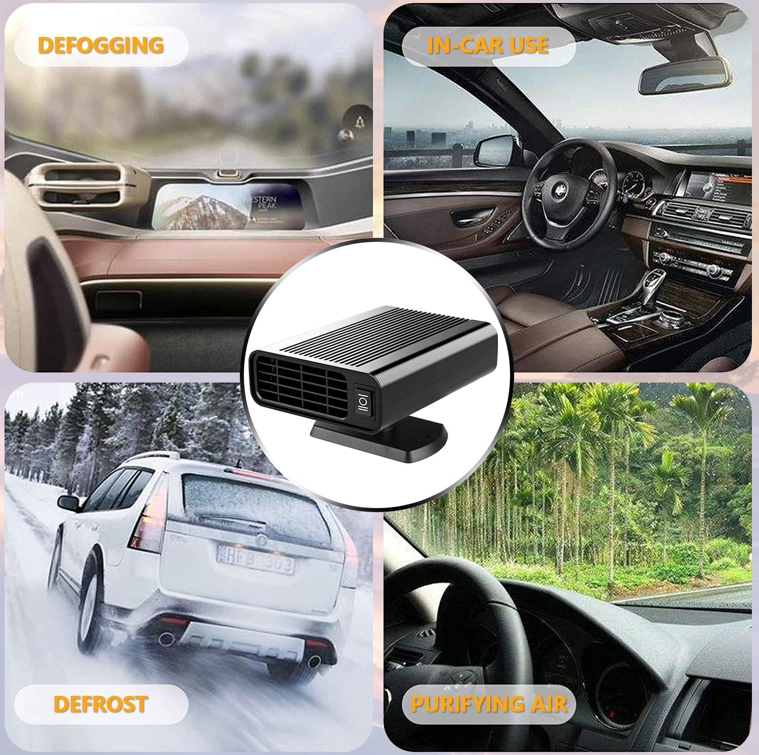 Car Heater, 12V Portable Auto Heater Fan Anti-Fog Car Defroster 2 in 1 Fast Cooling/Heating Cigarette Lighter Car Fan for Vehicles Quick Heating Air