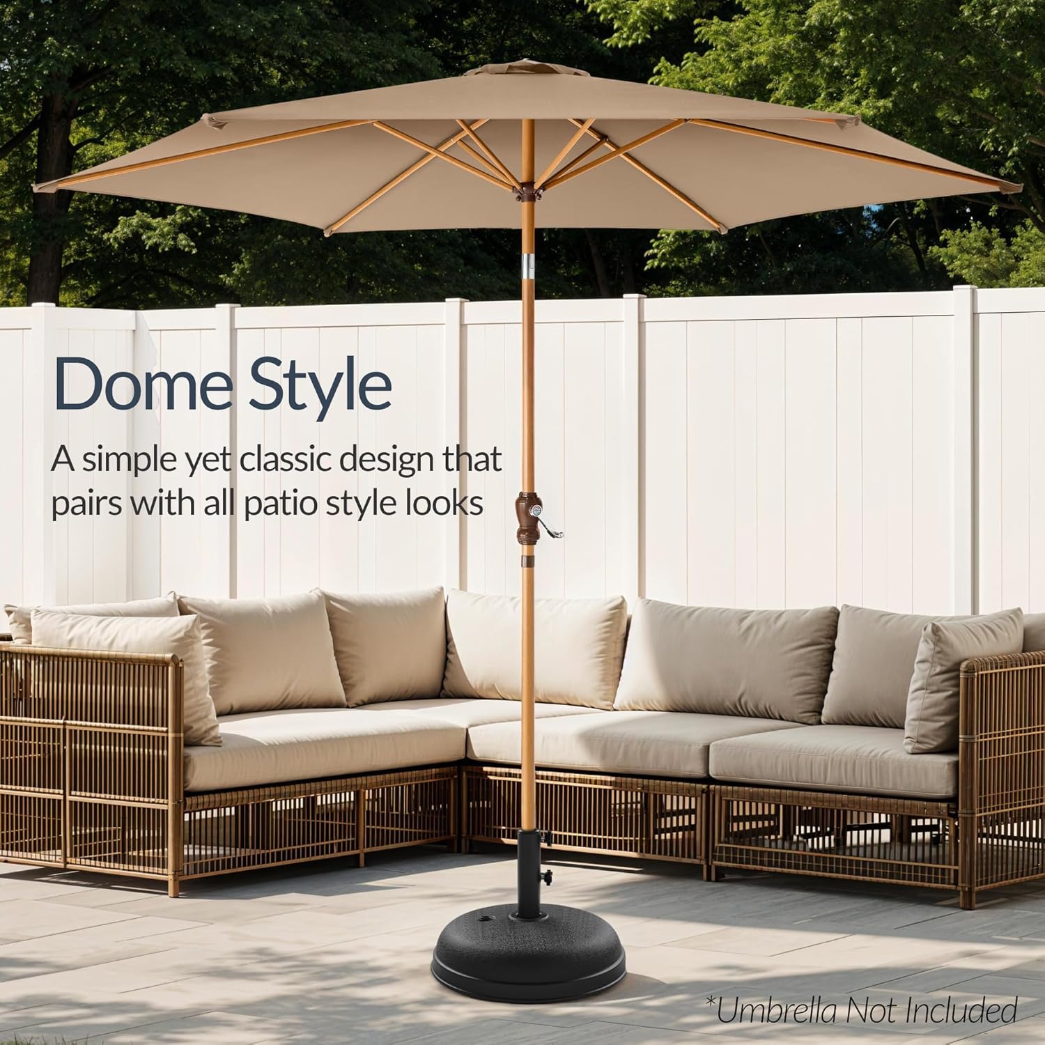 Best Choice Products Fillable Umbrella Base Stand Round Dome Plastic Patio Umbrella Base Stand, Pole Holder for Outdoor, Lawn w/ 55lbs Weight Capacity, Adjustment Knob - Black