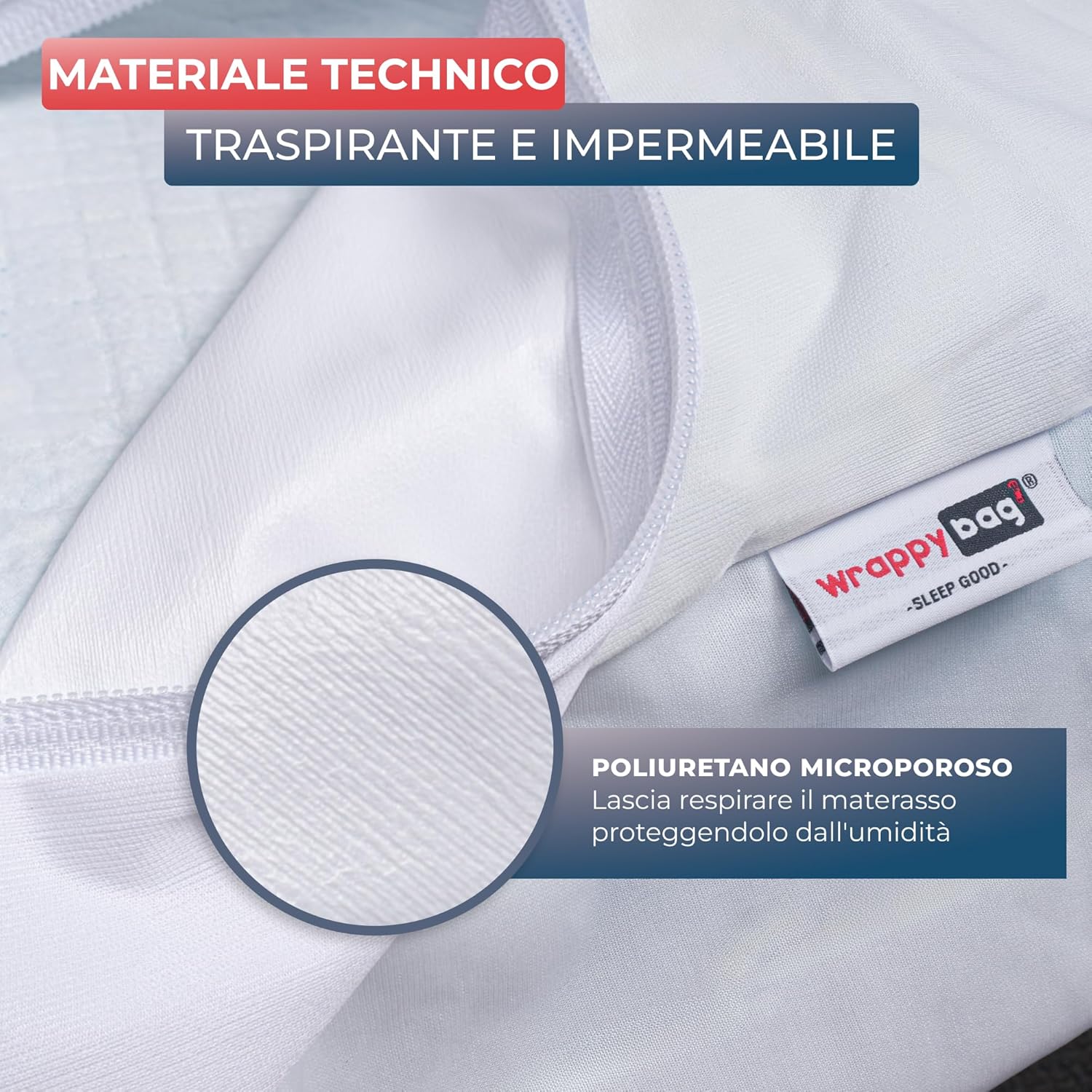 WRAPPYBAG Coprimaterasso Impermeabile 90x200 immagine 5