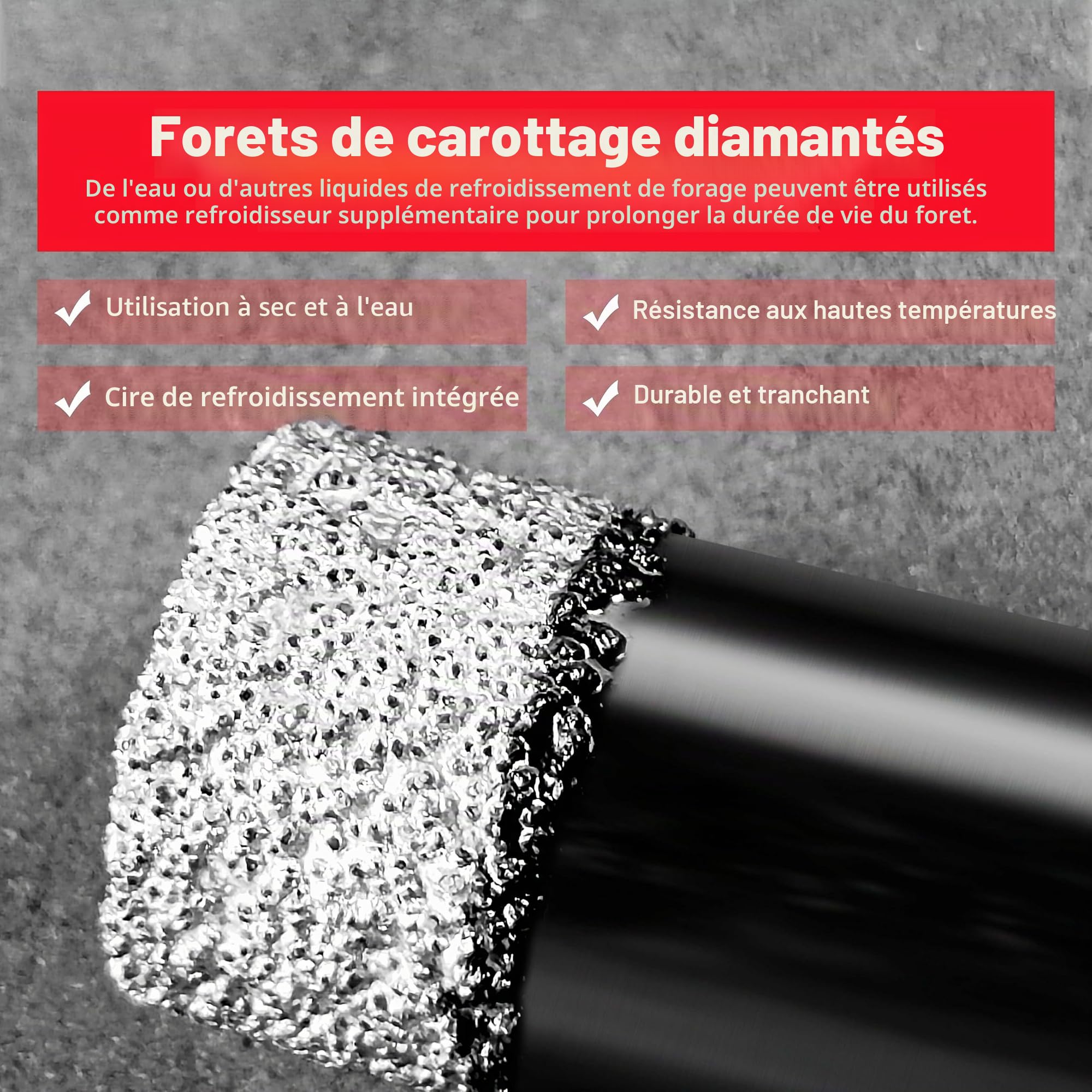 8Pcs Forets Diamantés pour carrelage avec adaptateur, 6/8/10/12/14/16/18mm Scie Cloche Diamant M14,coupeur de trou de tuile, pour porcelaine, carrelage, granit, marbre