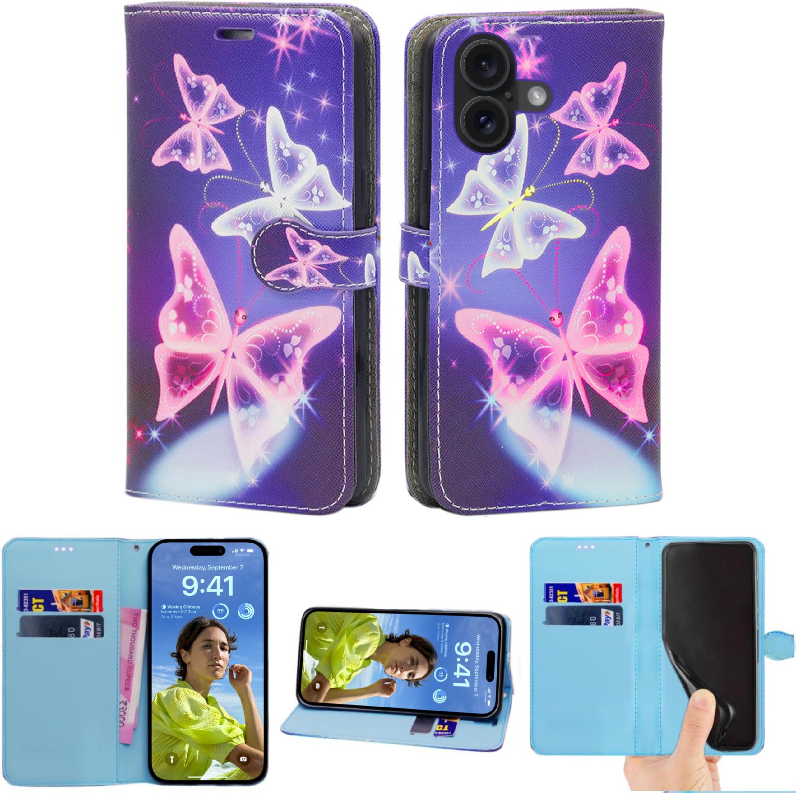 EKAM PU Leather Case for iPhone 16 6.1-Inch