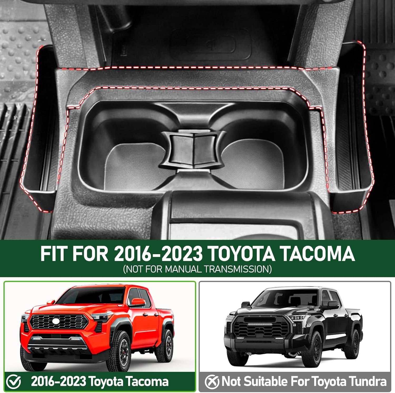 Center Console Gear Shift Organizer Tray for Toyota Tacoma 2016-2023,Center Console Shifter Storage Box for Tacoma 2022 2021 2020 2019 2018 2017 Interior Accessories(Not for Manual Transmission)