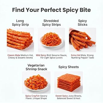 Latiao Spicy Strips, 5 Packs Spicy Sweet Gluten Latiao, Chinese Spicy Casual Snack Food, La Tiao Spicy Sticks, Latio , 62g/2.19oz per Pack (Packs of 5, Sweet and Spicy)