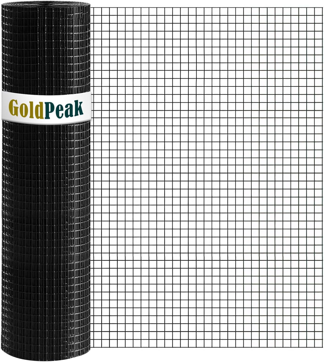 GoldPeak Black Hardware Cloth 1 inch Mesh 36'' x 100' 17-Gauge, Vinyl Coating Wire Mesh Roll, Chicken Wire Fencing, Graden Fencing, Tree Guard, Welded Wire Fence