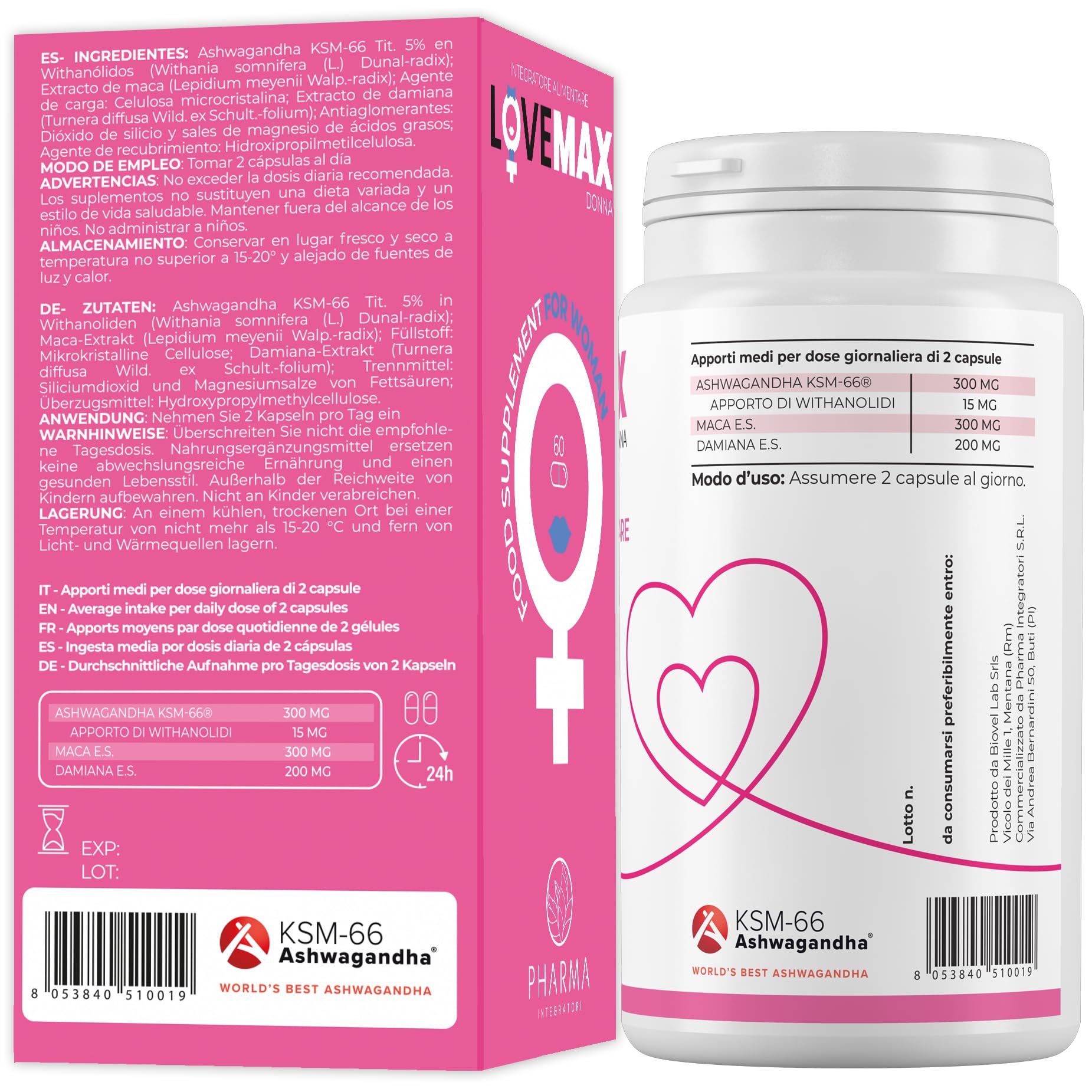 Integratore Donna Capsule - Integratore Alimentare Donna Multivitaminico con Estratti Vegetali - Formula Naturale - 60 Capsule Uso Quotidiano