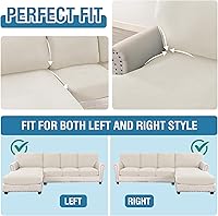 Vista 206 de H.VERSAILTEX 2025 New Sectional Couch Covers 8 Pieces Stretch Sofa Covers for Sectional Sofa Set Separate L Shaped Couch Cover for Both Left/Right