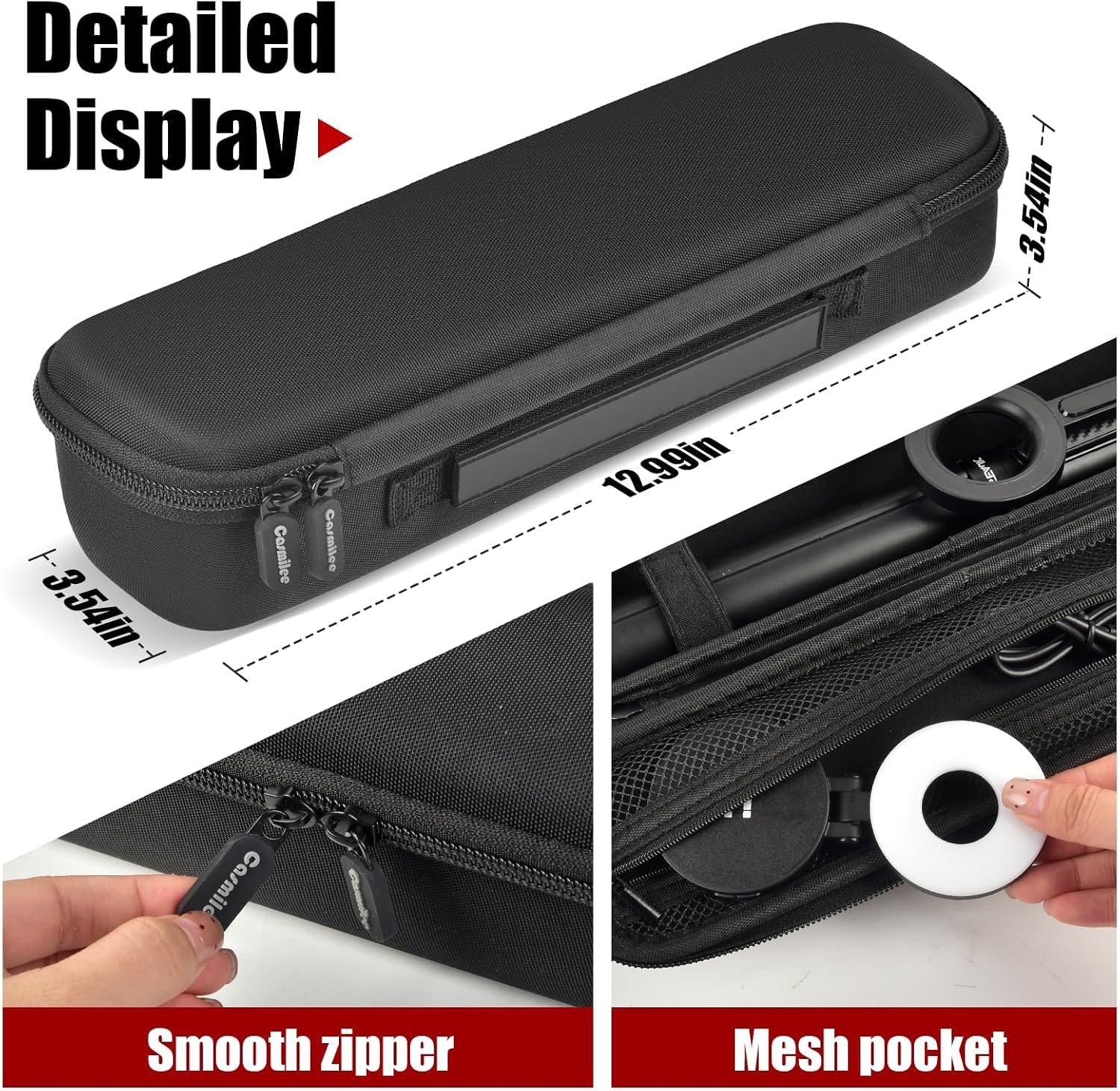 Tripod Bag for KraftGeek Magnetic Phone Tripod for iPhone MagSafe, Selfie Stick Cell Phone Tirpod Stand Case, Bag with Elastic Strap & Zipper Mesh Pocket for Cable and Accessories (Box Only)