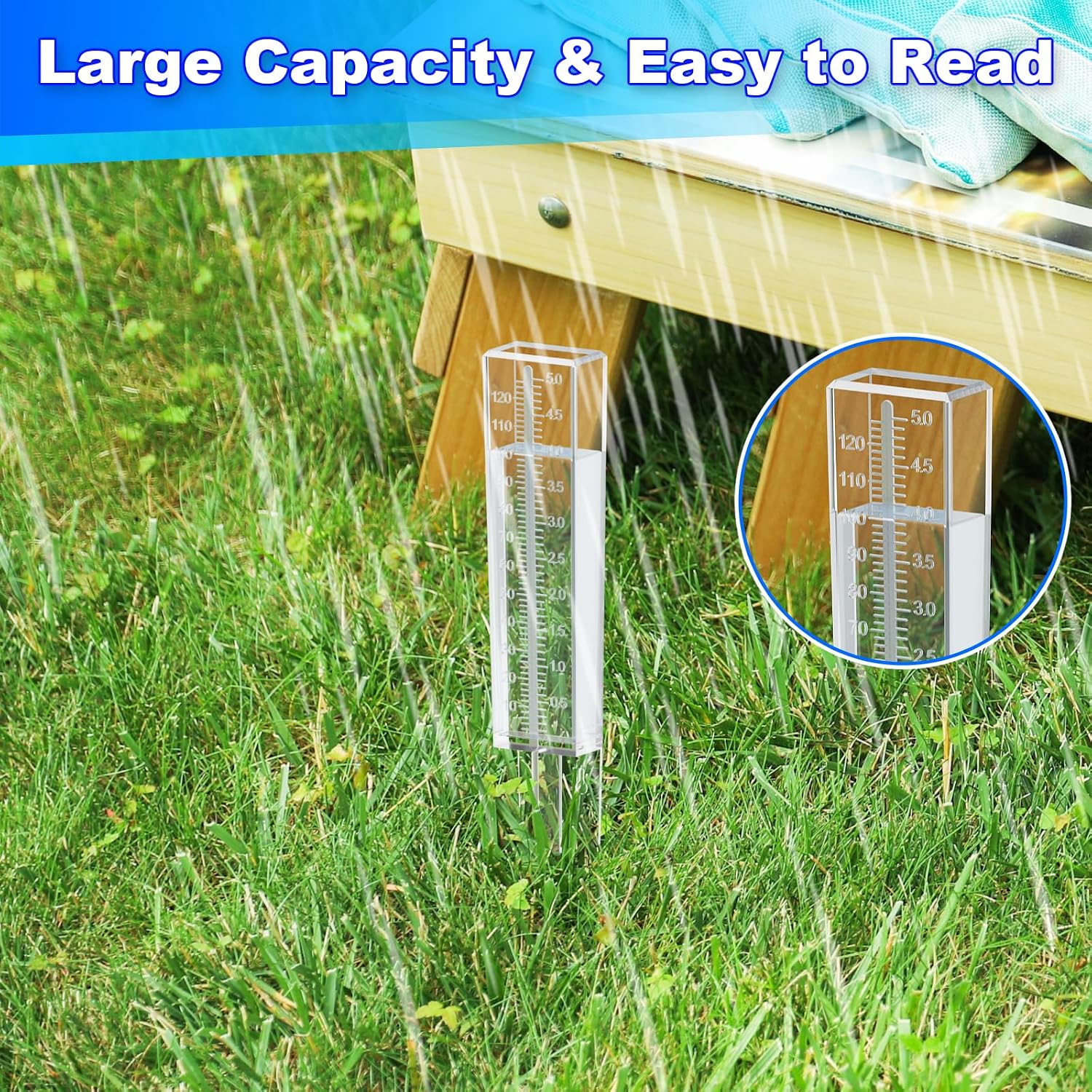 3 Pcs Rain Gauge Plastic Rain Measure Gauge Outdoor Transparent Sprinkler Gauges Replacement Water Measuring Tool for Yard Patio Garden Lawn