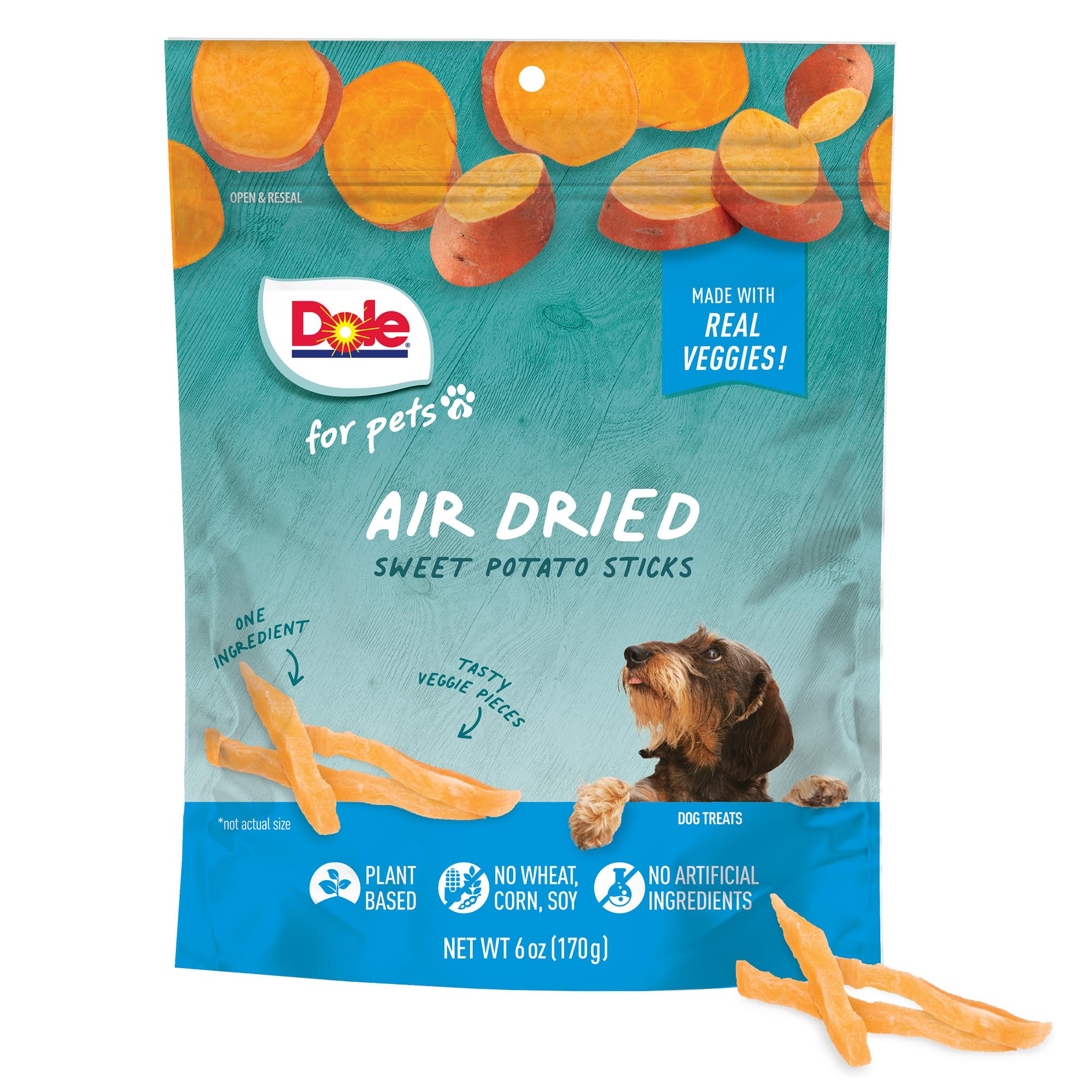 Dole for Pets Air Dried Sweet Potato Dog Treats, Single Ingredient Dog Treats Made with Real Sweet Potato, No Wheat, Corn, Soy, Artificial Flavors,