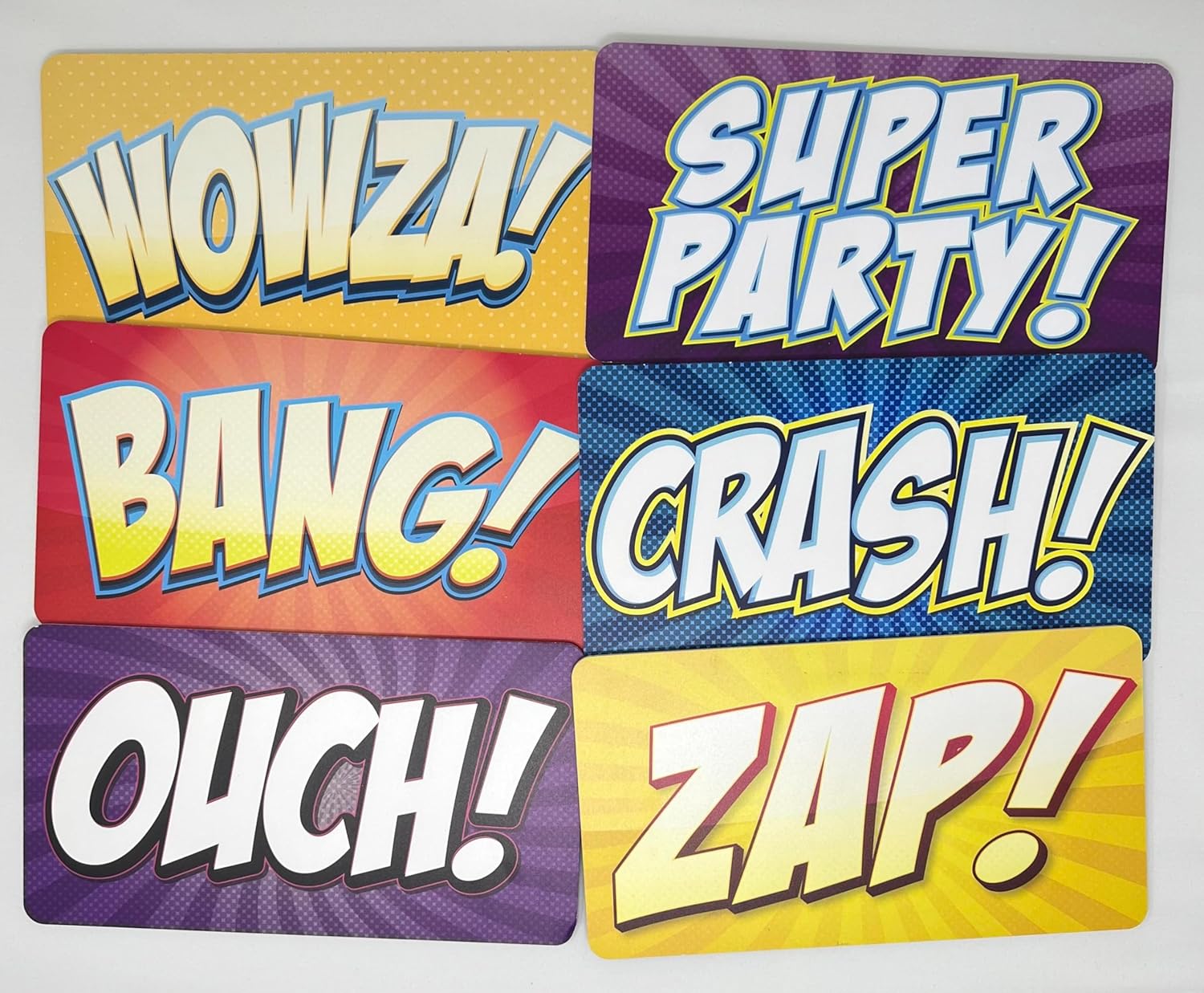 KING PROPS Premium Quality Superhero Party Props Birthday Party Multicolor Decorations Supplies Photo Booth Props Signs Funny Baby Shower 6 Count Double Sided PVC Waterproof Photography Props Set