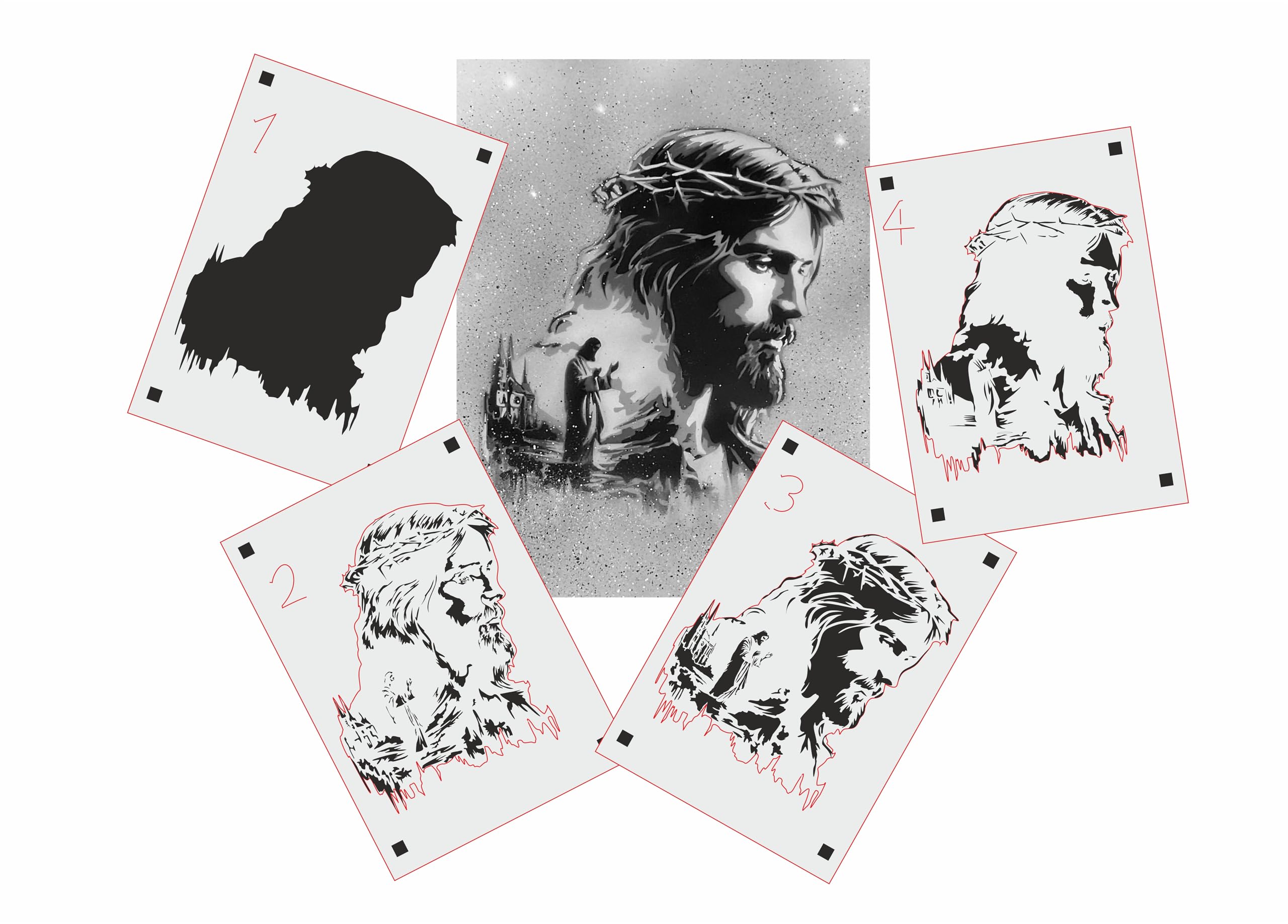 TS-003 Tattoo Style - Stencil per acrilico, aerografo, spray, vernici e pitture murali A3