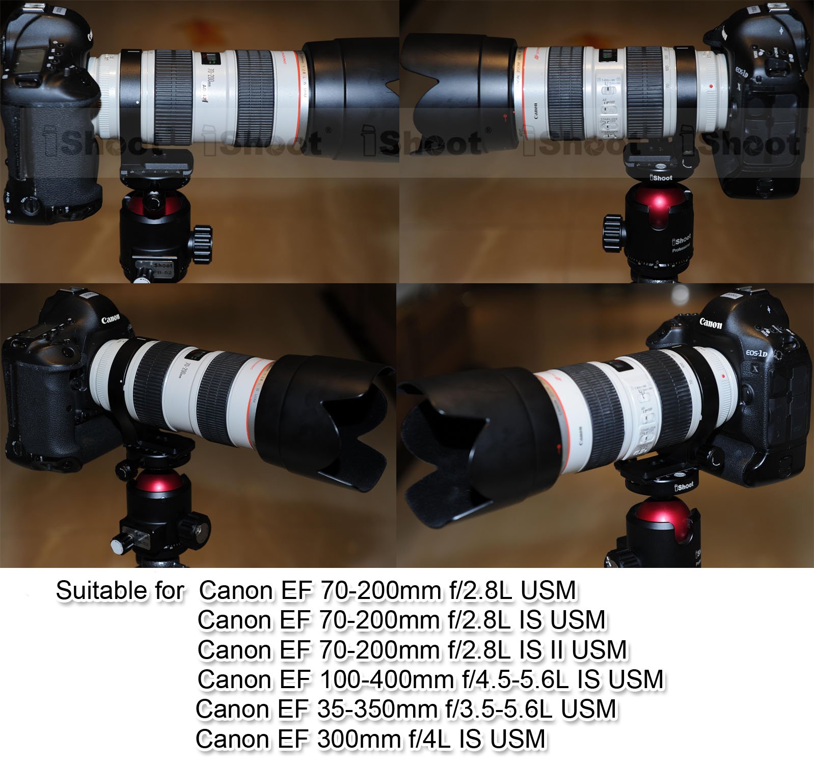 Kołnierz podtrzymujący obiektyw pierścień do montażu na statywie kompatybilny z Canon EF 70-200 F/2.8L USM, 70-200 F/2.8L IS USM, 70-200 F/2.8L IS II (III) USM, 100-400 F/4.5-5.6L IS USM, 300 F/4L IS