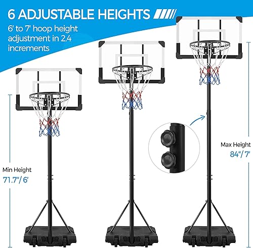 Miniatura 4 de Yaheetech Portable Basketball Hoop System Basketball Goals Set Freestanding Basketball Stand System Adjustable Height with Wheels for IndoorOutdoor