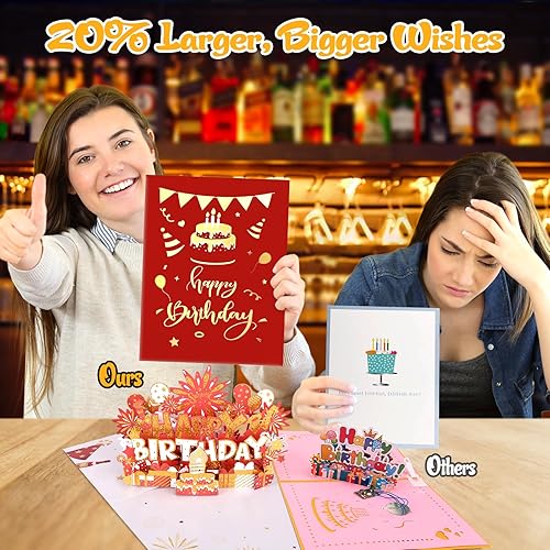 Miniatura 4 de BYKOOO Tarjeta de cumpleaños  Tarjetas de cumpleaños musicales desplegables con luz  Vela de luz LED soplada y tarjeta desplegable de música de