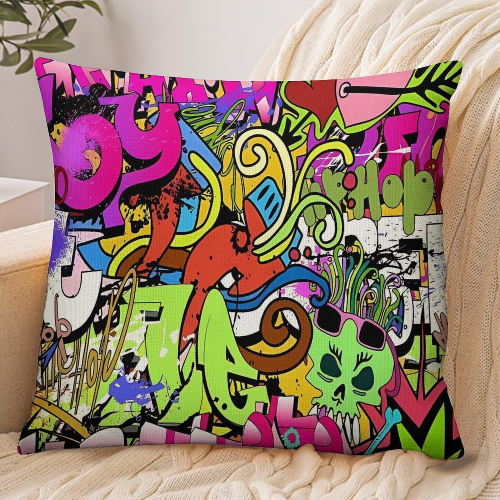 Fekiloot Style Graffiti Drawing Pillowcase Pillow Sham Pillow Case