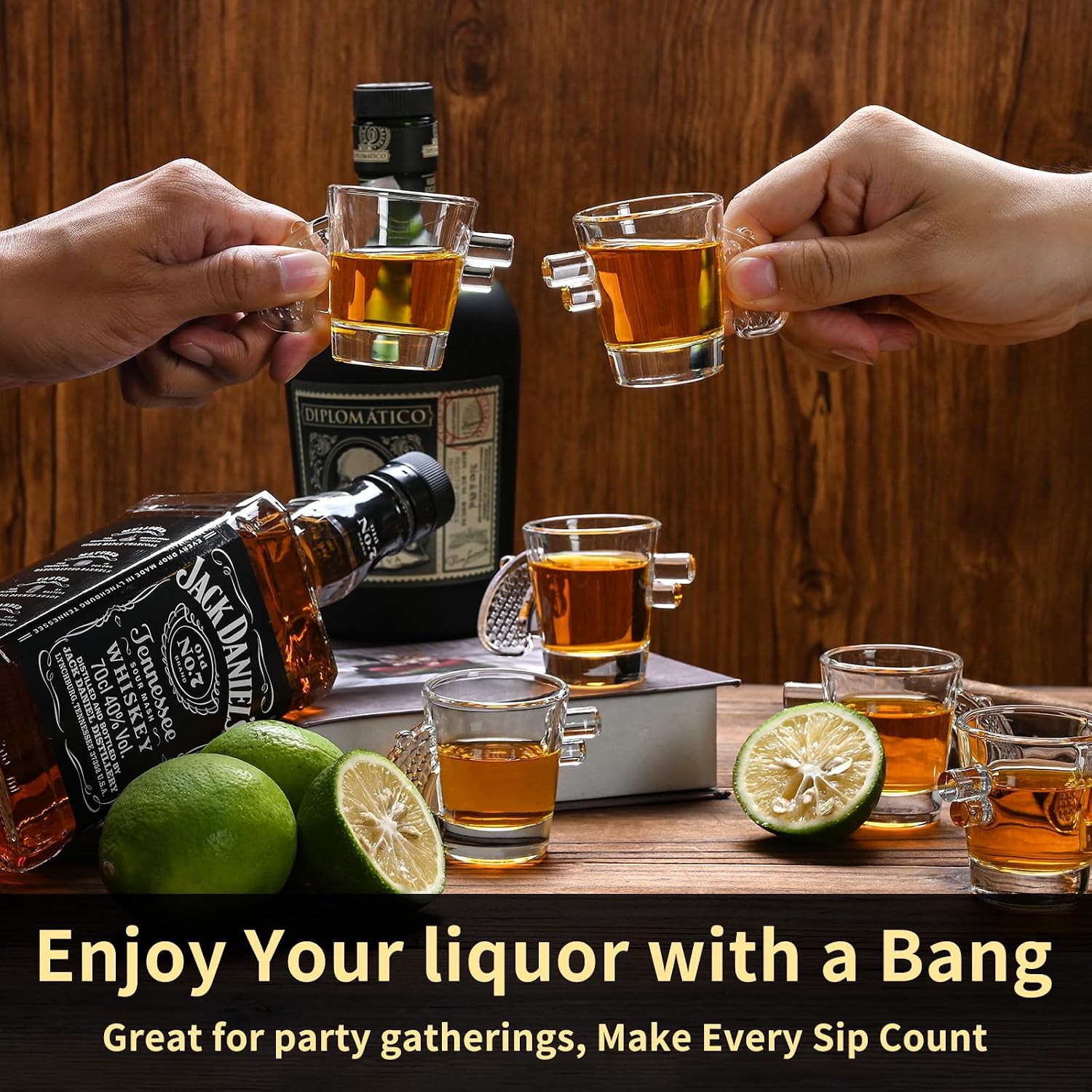 FrutPunch Shot Glasses Set of 6, 1.7oz Gun Clear Tequila Glasses Bulk