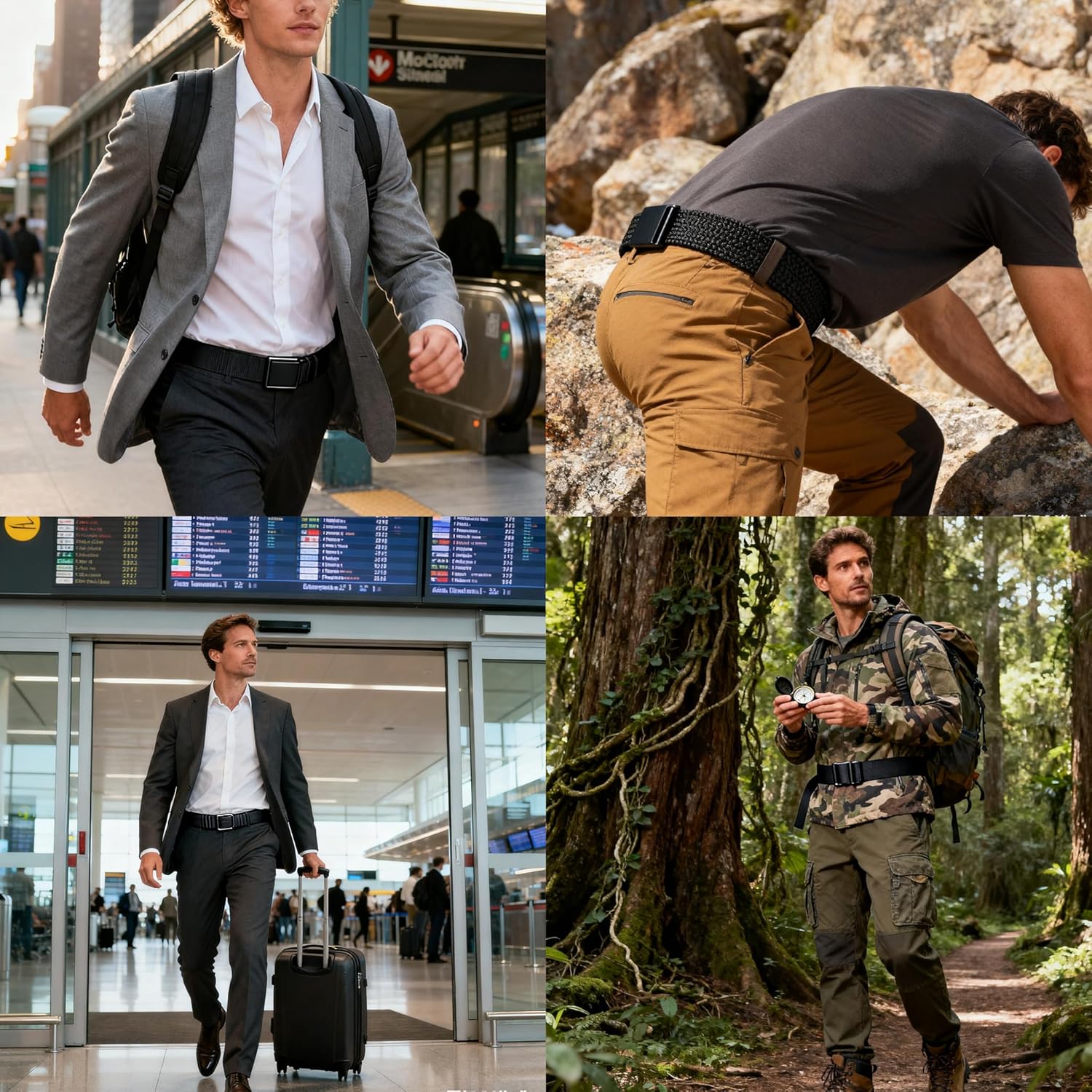 Ratchet Belt for Men Stretch Tactical Belt Nylon Adjustable Plus Size Golf Belts with Metal Buckle Work Travel - Image 6