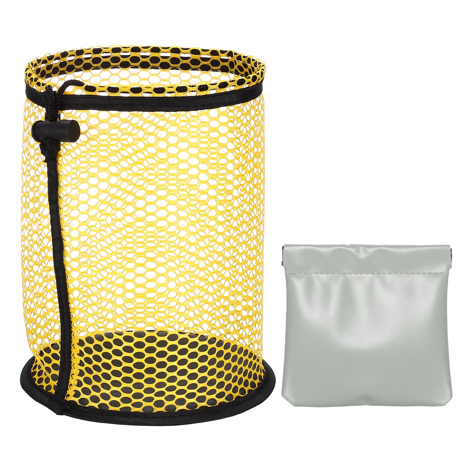 YELARXI Golf Ball Bag, Nylon Mesh Golf Storage Pouch with Adjustable Drawstring Closure 6 x 4.6 Inch & 2Pcs & Yellow - Fitting for (Outdoor Sports Supplies/Tennis/Swim Gear)