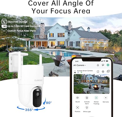 Miniatura 8 de Cámara de seguridad inalámbrica para exteriores, solución de 3 MP, cámara para exteriores para seguridad en el hogar con PTZ de 360, WiFi de 2.4