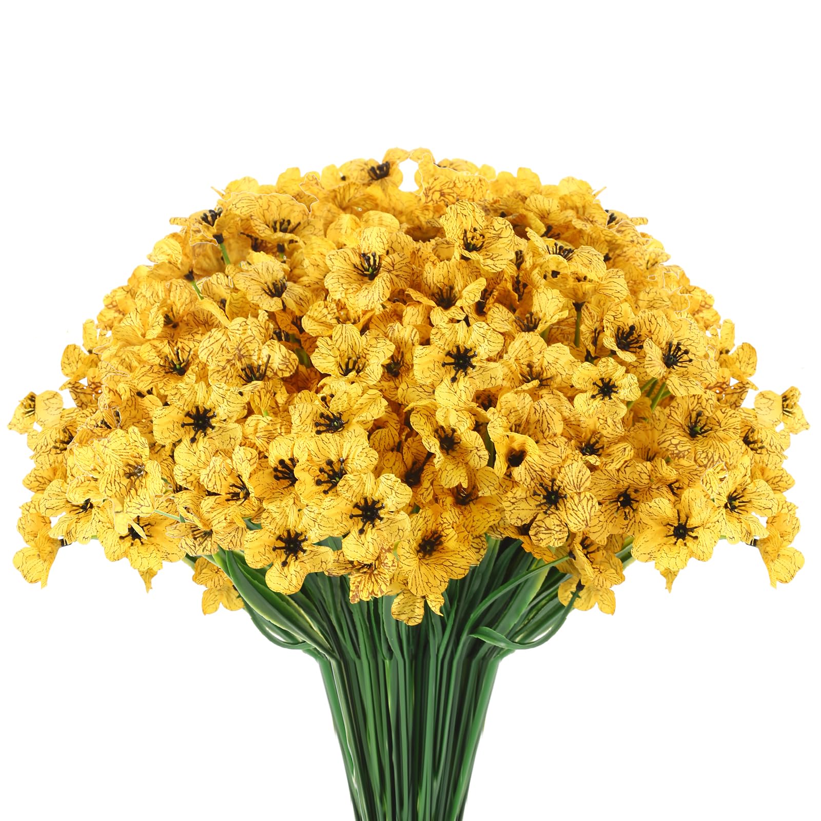 Wteyi 22 Bunches of Outdoor Artificial Flowers, UV Resistant Fake Flowers Artificial Silk Flowers with Plastic Plants for Indoor Outdoor Front Porch