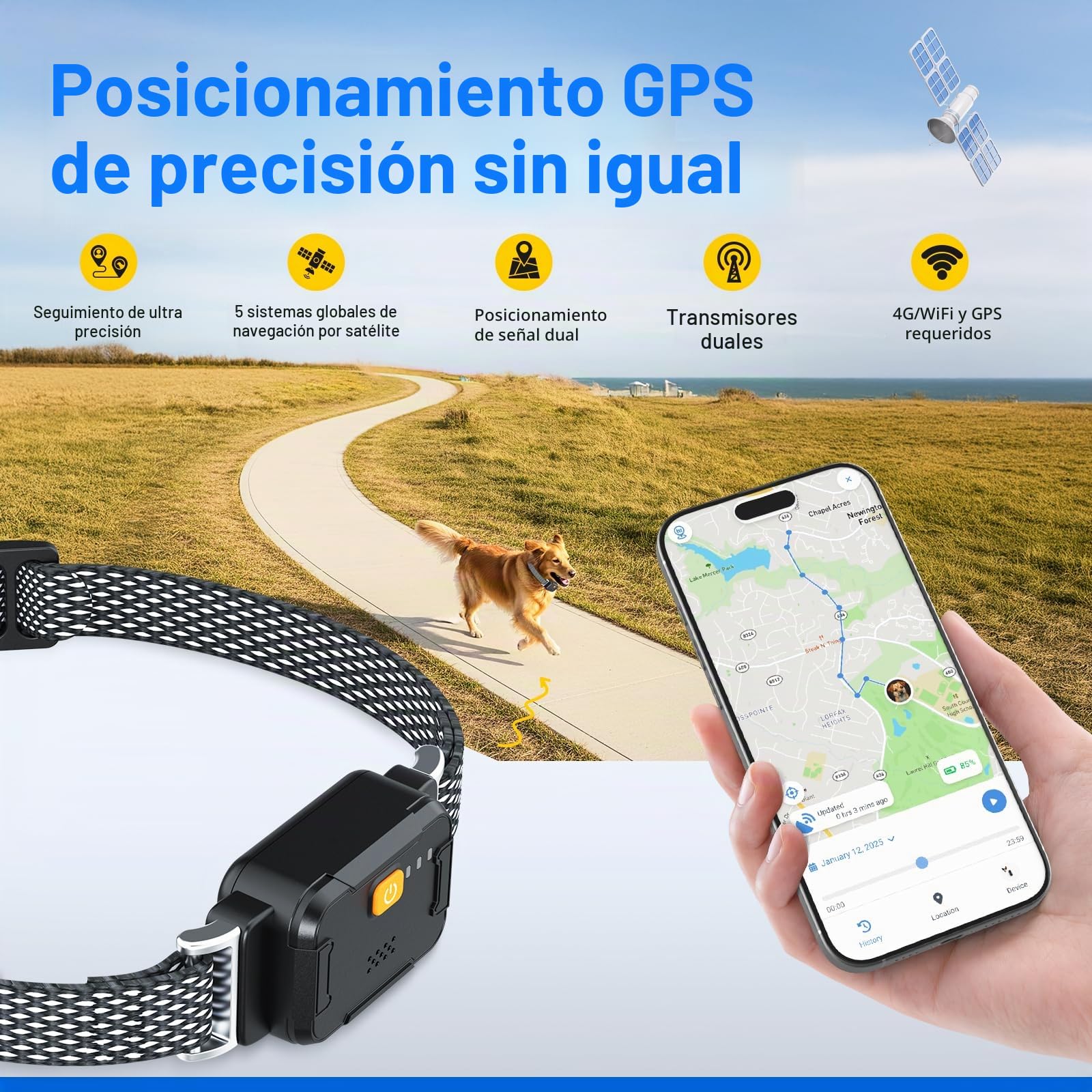 Localizador GPS Sin Suscripción para Perros y Gatos | Seguimiento en Tiempo Real, Monitor de Actividad y Salud, Historial de Ubicaciones, Alerta de Cerca Electrónica