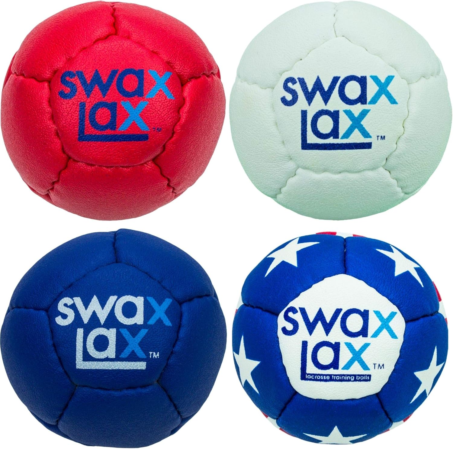 SWAX LAX Patriotic Bundle Lacrosse Training Ball - Indoor & Outdoor Practice Ball with Less Bounce & Rebounds - Same Size & Weight as Regulation Lacrosse Ball but Soft