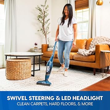 Vacmaster Portable 10.8V 2-in-1 Cordless Stick Vacuum Cleaner | Lightweight, 2-Speed Power Control, LED Headlight, for Hardwood Floor, Carpet & Pet Hair - VSD1001