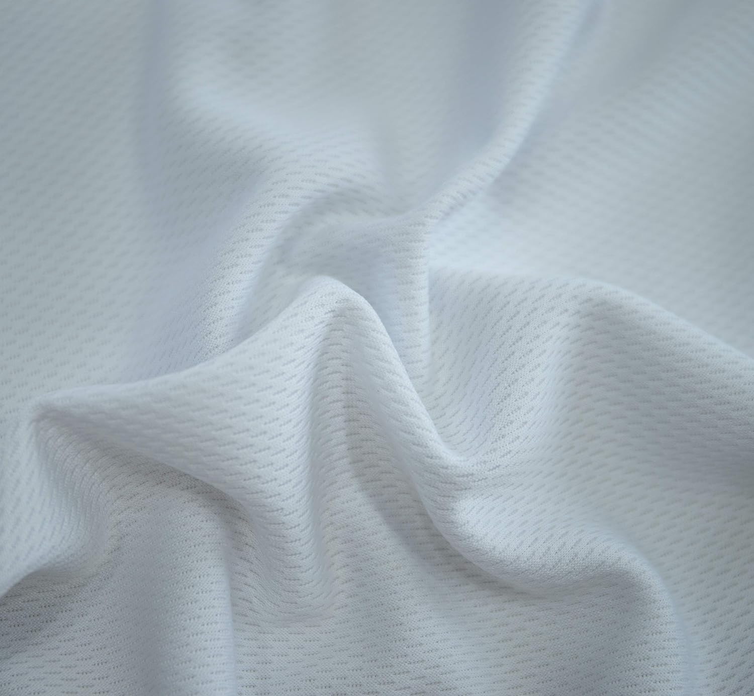 Birdseye/Mock Mesh/Flat Back/Eyelet Mesh/Pique Sports Athletic Knit Fabric 100% Polyester by The Yard (White, 10 Yard pre Cut)