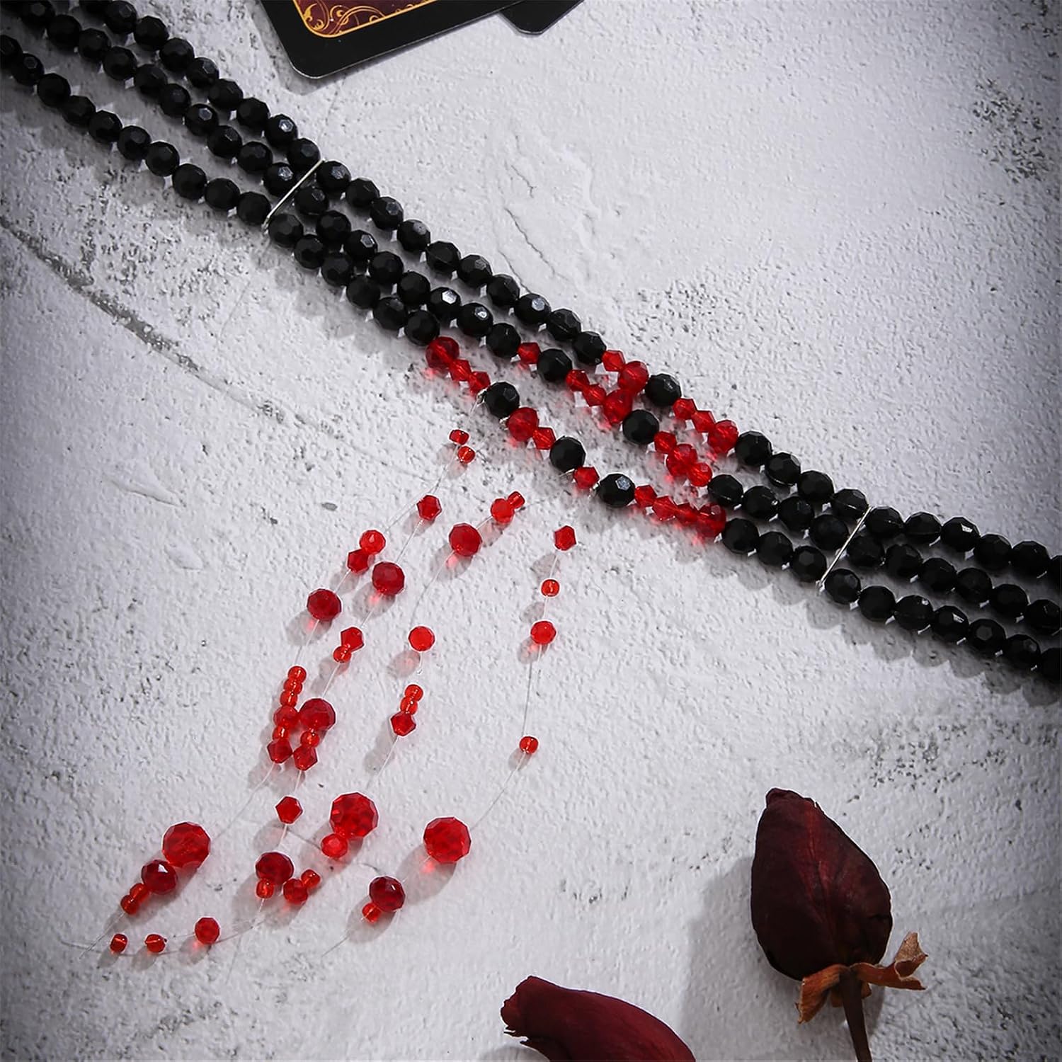 Gothic Halloween Vampire Dripping Blood Bloody Beaded Choker Necklace for Women Bride Layered Vintage Imitation Pearl Tassel Collar Necklace Multilayer Halloween Party Bar Jewelry - Image 6