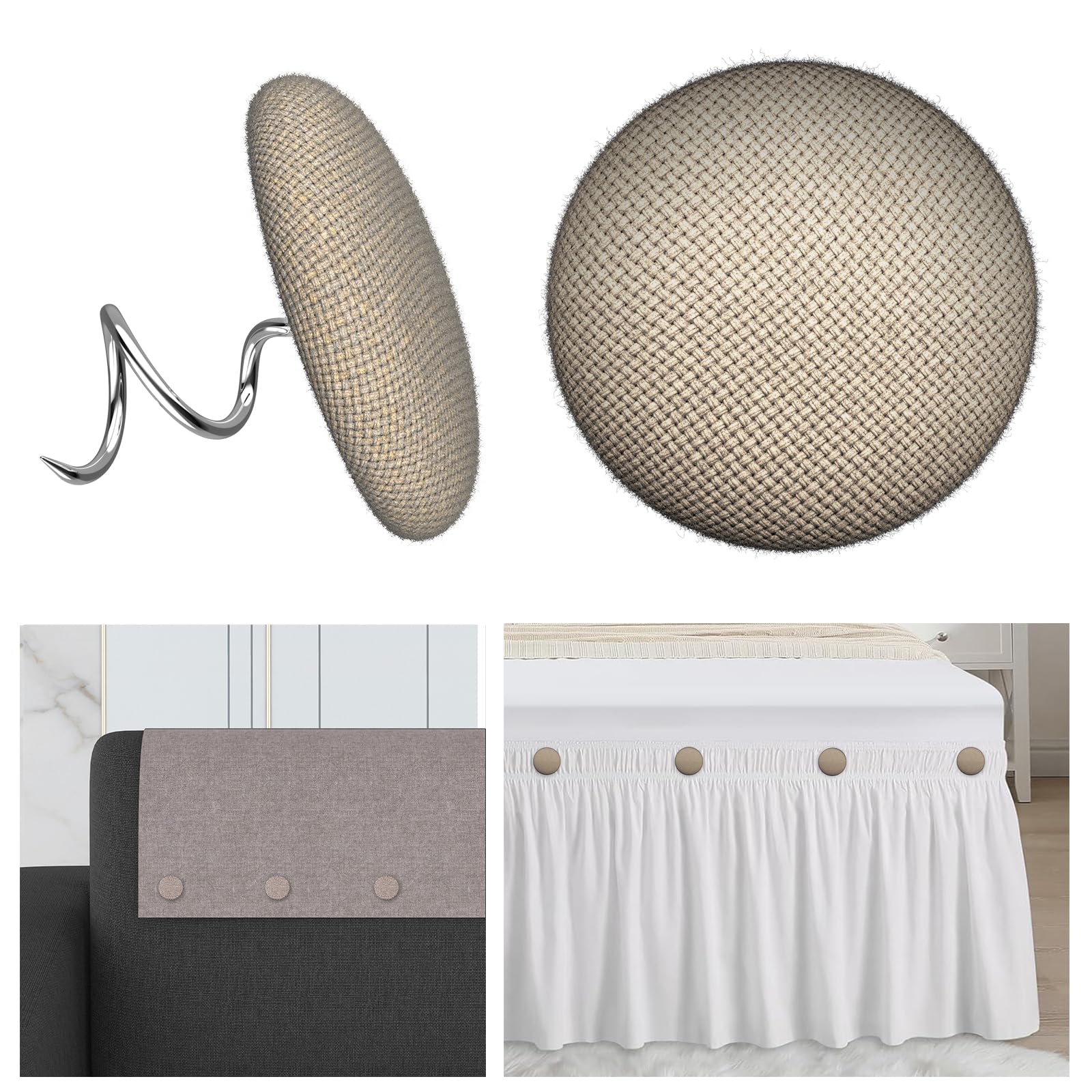 40 Pcs Upholstery Tacks Headliner Pins Fabric Covered Button Twist Pins for Sofa，Armchair Caddies, Armrest Covers,Bed Skirts, Slipcovers, Headliners Furniture（Brown）