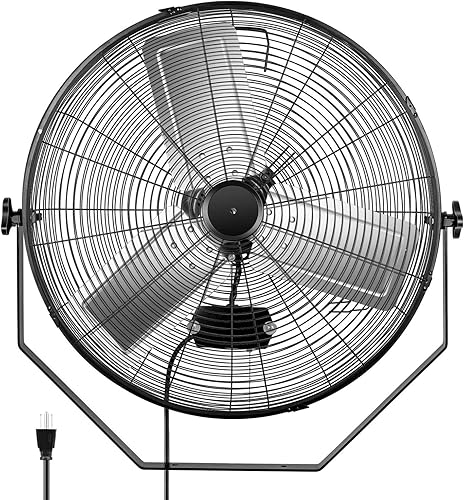 Miniatura 2 de Simple Deluxe Ventilador industrial de montaje en pared de 24 pulgadas, ventilador de metal de ventilación comercial de 3 velocidades y ventilador