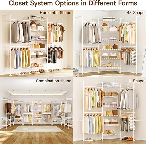 Miniatura 6 de ONBRILL H3 - Sistema de armario para montaje en pared, perchero industrial expandible para colgar ropa, organizador de armario resistente y