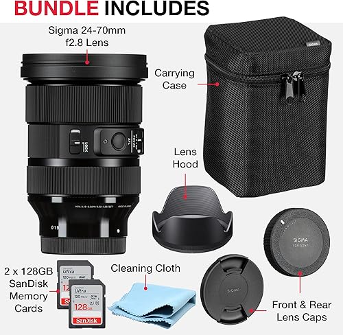 Miniatura 2 de Sigma F2.8 Art - Paquete de 0.945-2.756in para cámara Sony con lente Sigma Sony 24-70, tapas delanteras y traseras de lente, carcasa de lente, 2