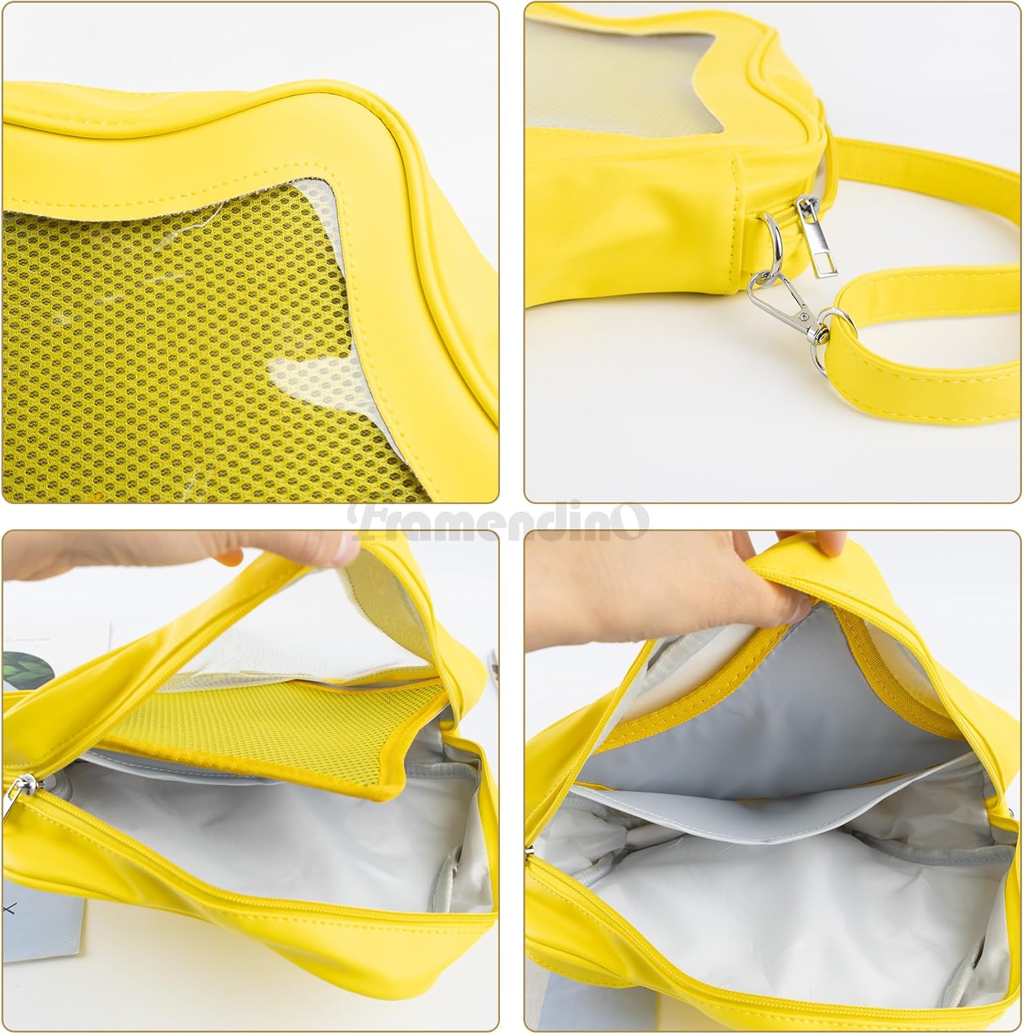 Framendino, Star Shaped Ita Bag Yellow Y2K Cross Body Cute Pu Leather Backpack for Pins Display