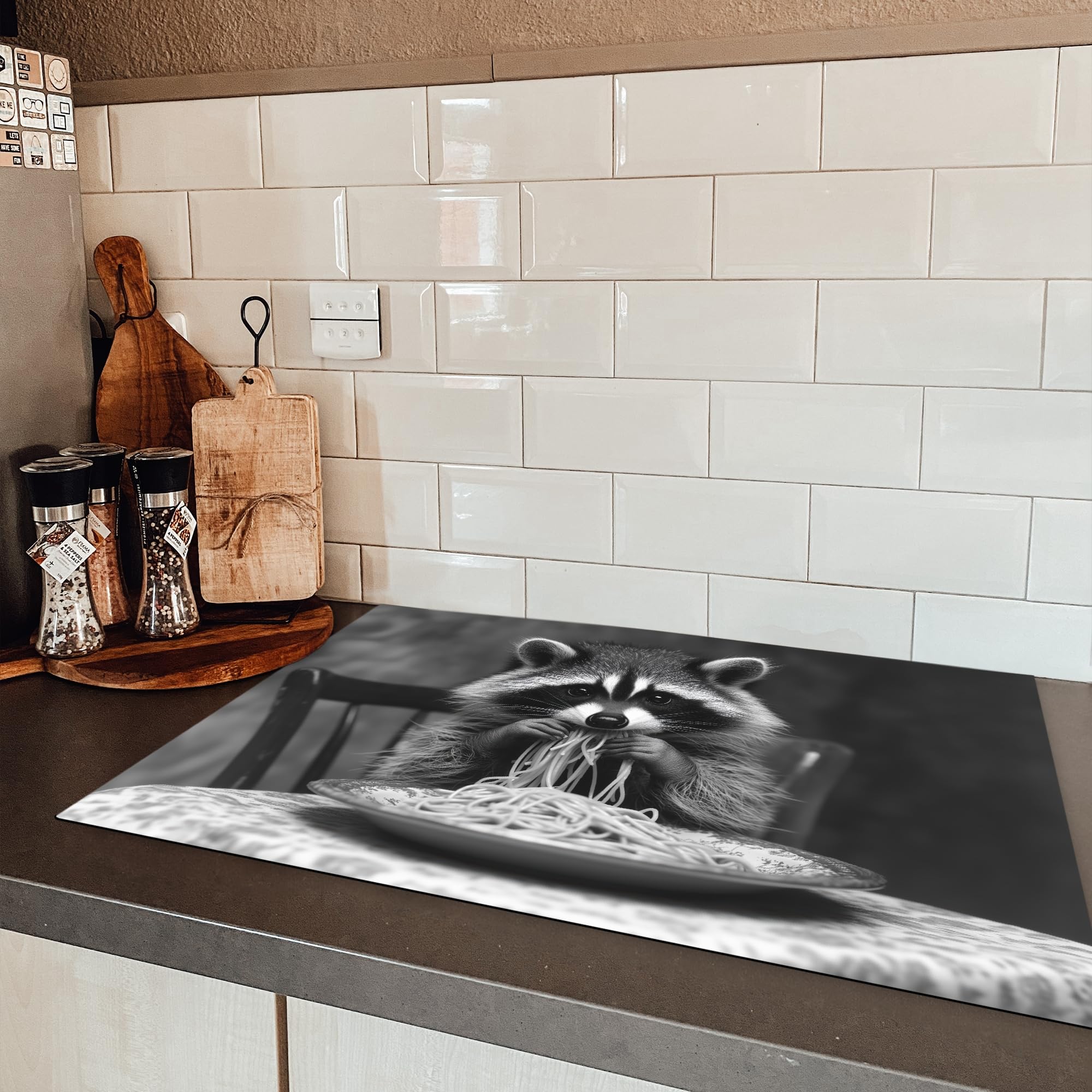 KitchenYeah© Inductie Beschermer 78x52 cm Keuken Decoratie Kookplaat Beschermer voor Inductiekookplaat Afdekplaat Anti Slip Mat - Arend - Amerika - Koksmuts - Vogel - Stoer