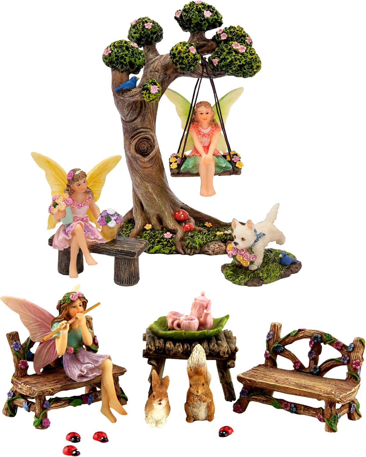 Pretmanns Fairy Garden Kit - Accessories, Decor & Figurines - 18 Pieces