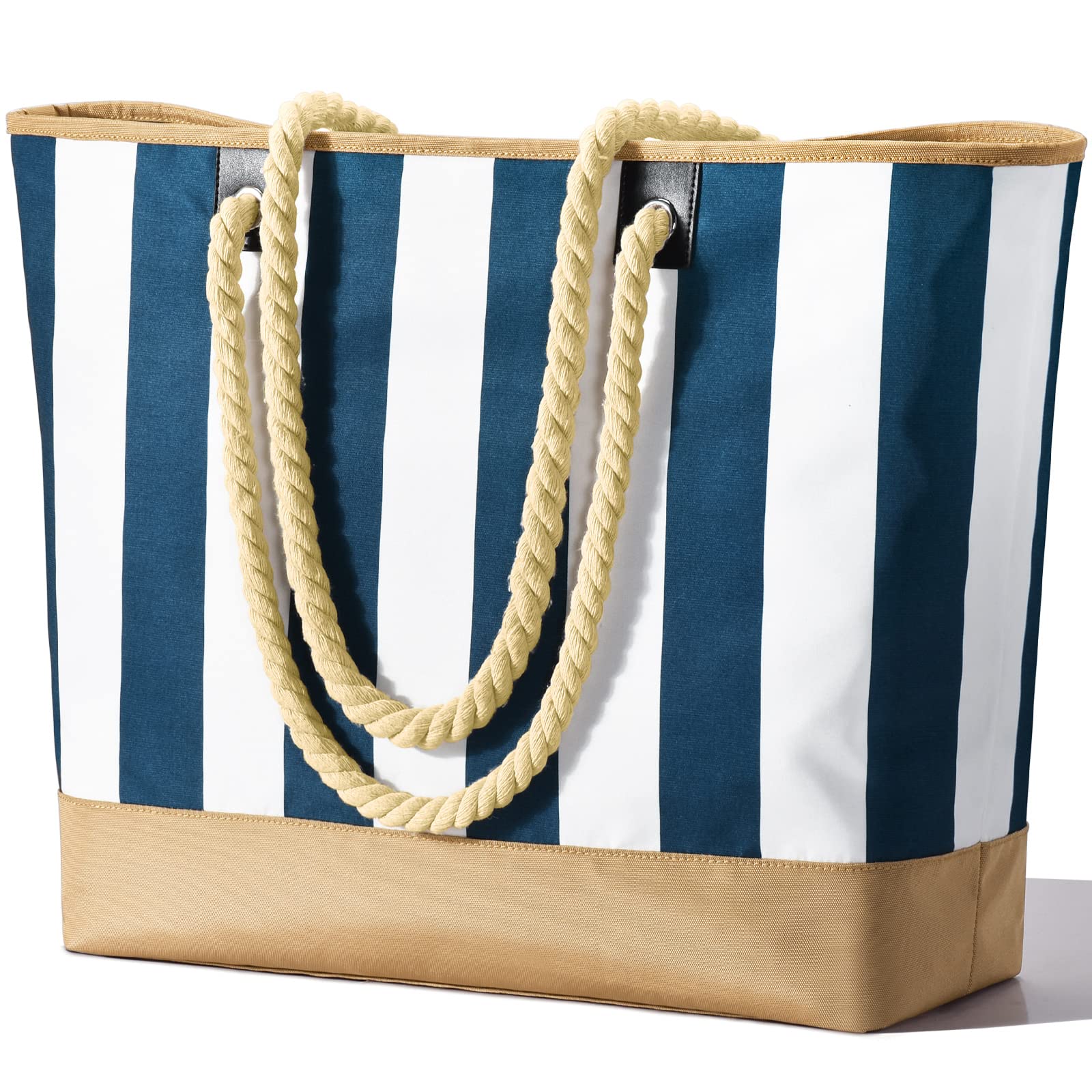 BecokanLarge Capacity Stripe Waterproof Swim Beach Bag