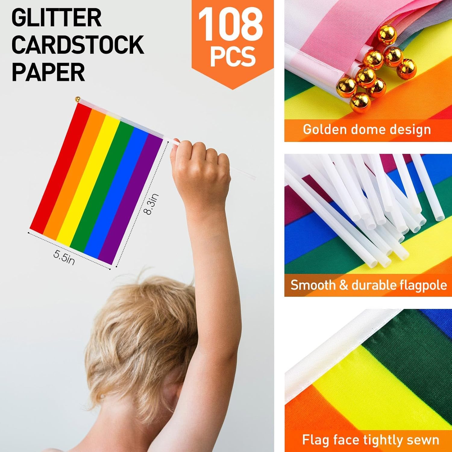 108 Pcs Progress Pride Flags Mini Gay Stick Flags and 90 Pcs Rainbow Temporary Tattoos LGBT Accessories Gay Pride Tattoos Body Stickers for Asexual Bisexual Pansexual Decoration Festivals - Image 3