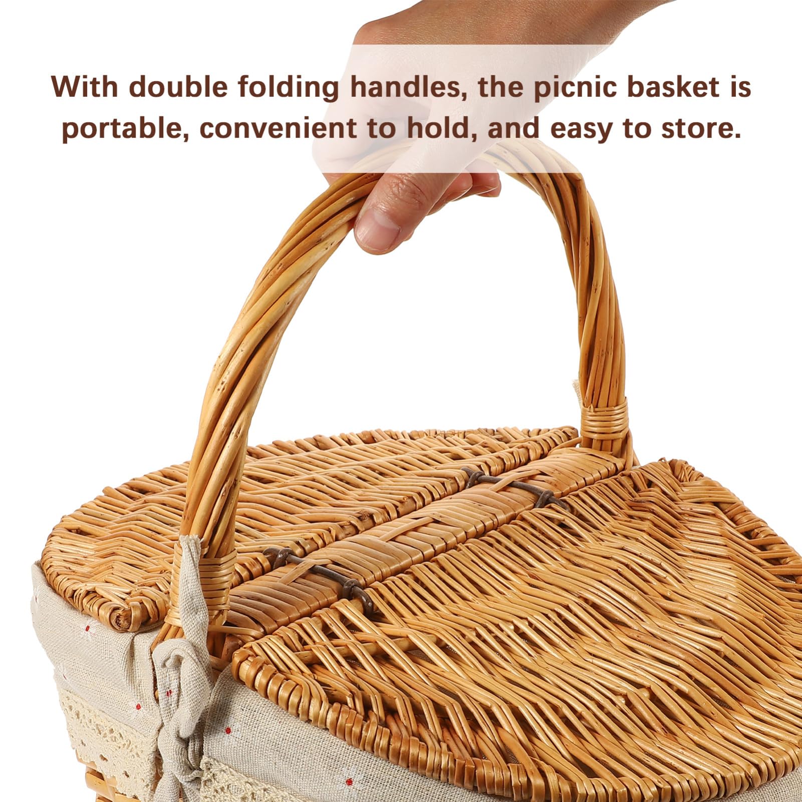 Toddmomy Flechtkorb Mit Deckel Und Griff Rattan Picknickkorb 13.8X9.8X6.7 Zoll Vielseitiger Aufbewahrungskorb Für Obst Brot Und Haushaltsgegenstände Ideal Für Picknick Und Garten