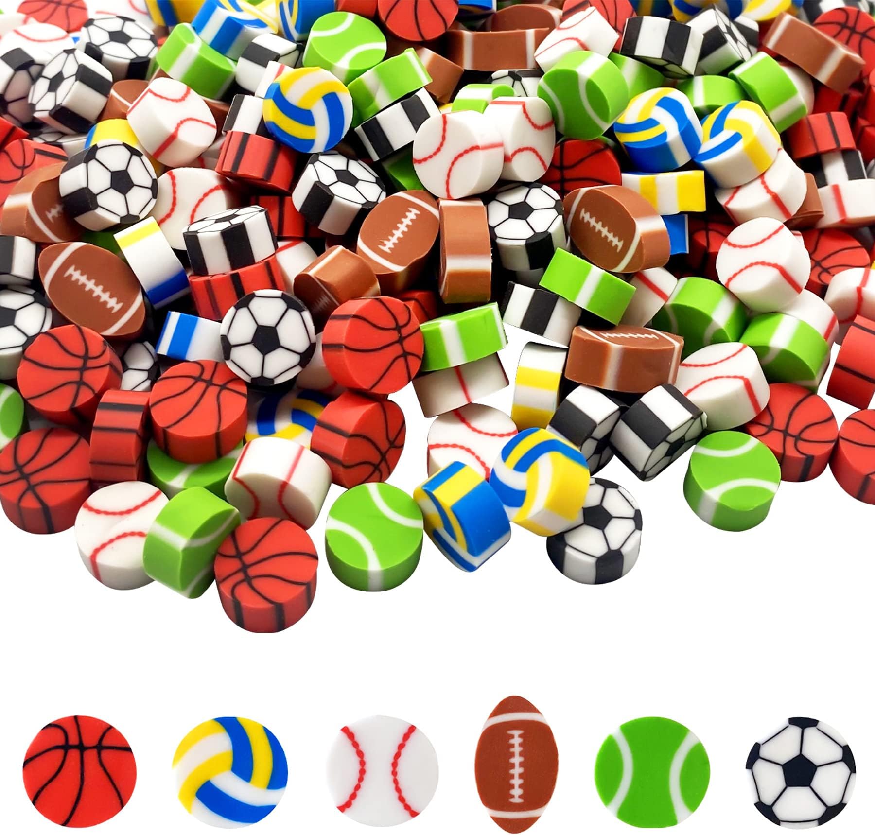 300 Pieces Sports Ball Pattern Mini Erasers for Kids