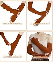 Vista 59 de Guantes cálidos de cachemira de brazo largo para mujer, guantes de invierno acogedores sin dedos, calentadores de brazos suaves, gran regalo de Negro