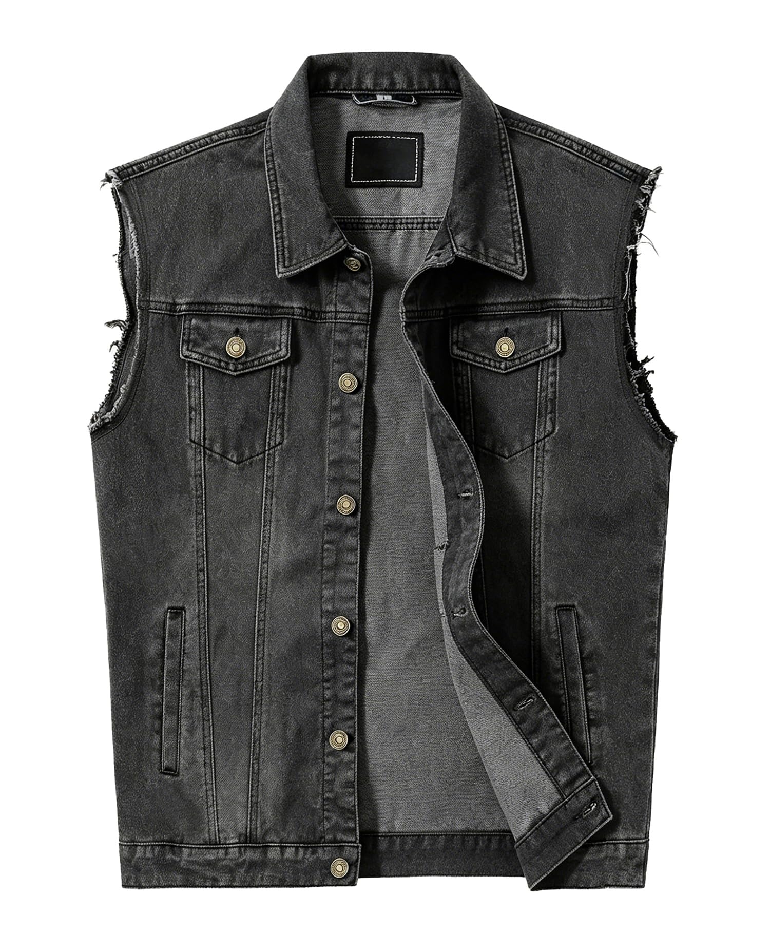 Rongyue Men's Grey Denim Vest Jacket For Fashion Stretchy Trucker Sleeveless Jean Outerwear, 3XL