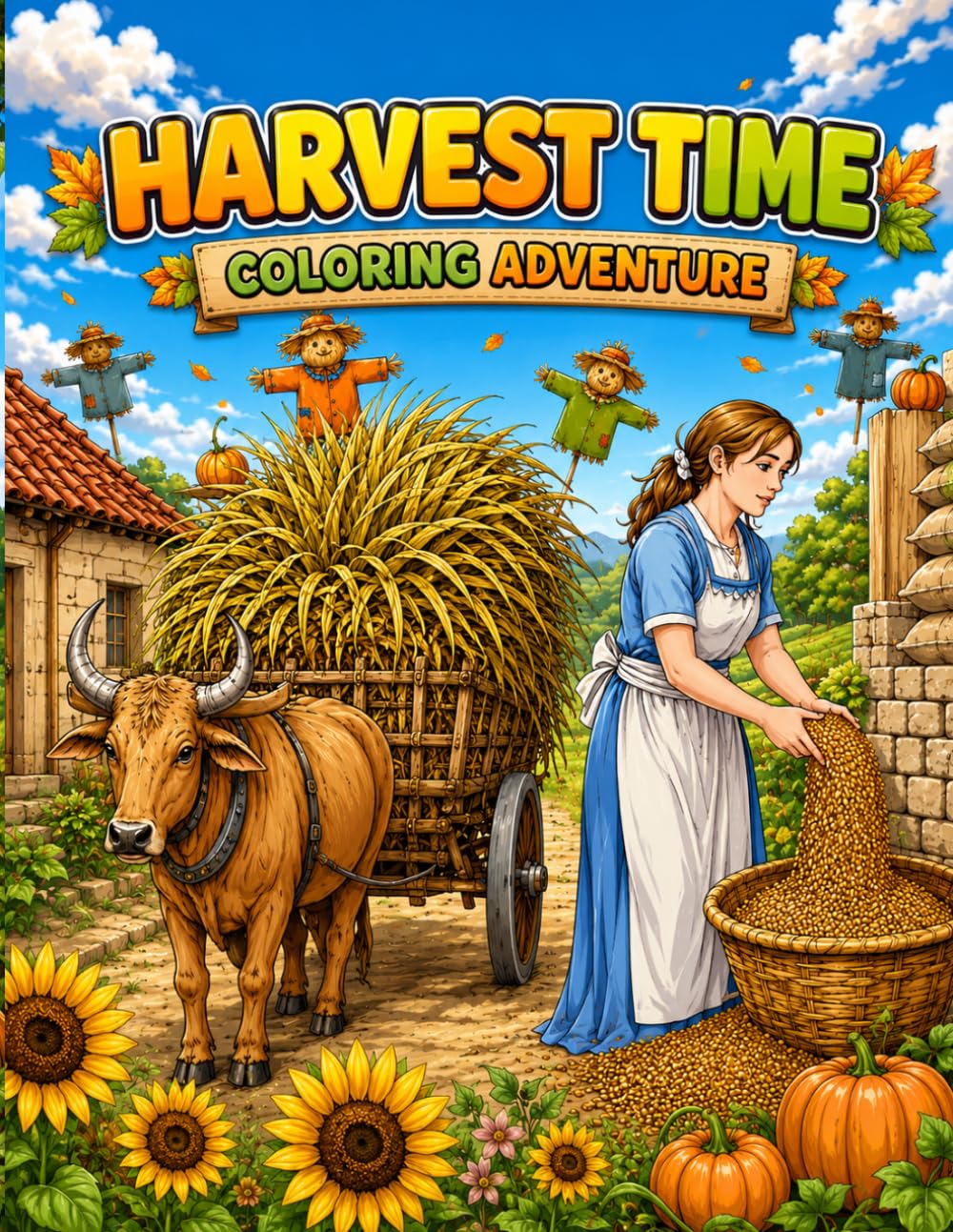 Harvest Time Coloring Adventure: 50 High-Quality Line Art Pages of Farming & Nature