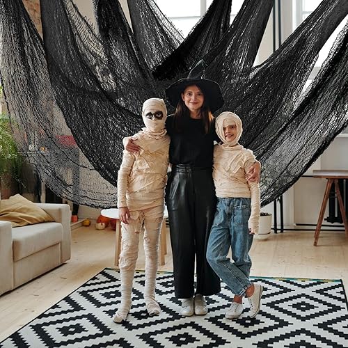 Miniatura 4 de 6 piezas de decoración de gasa de Halloween para interiores, tela de gasa de Halloween de 72 x 30 pulgadas, tela de gasa de Halloween espeluznante