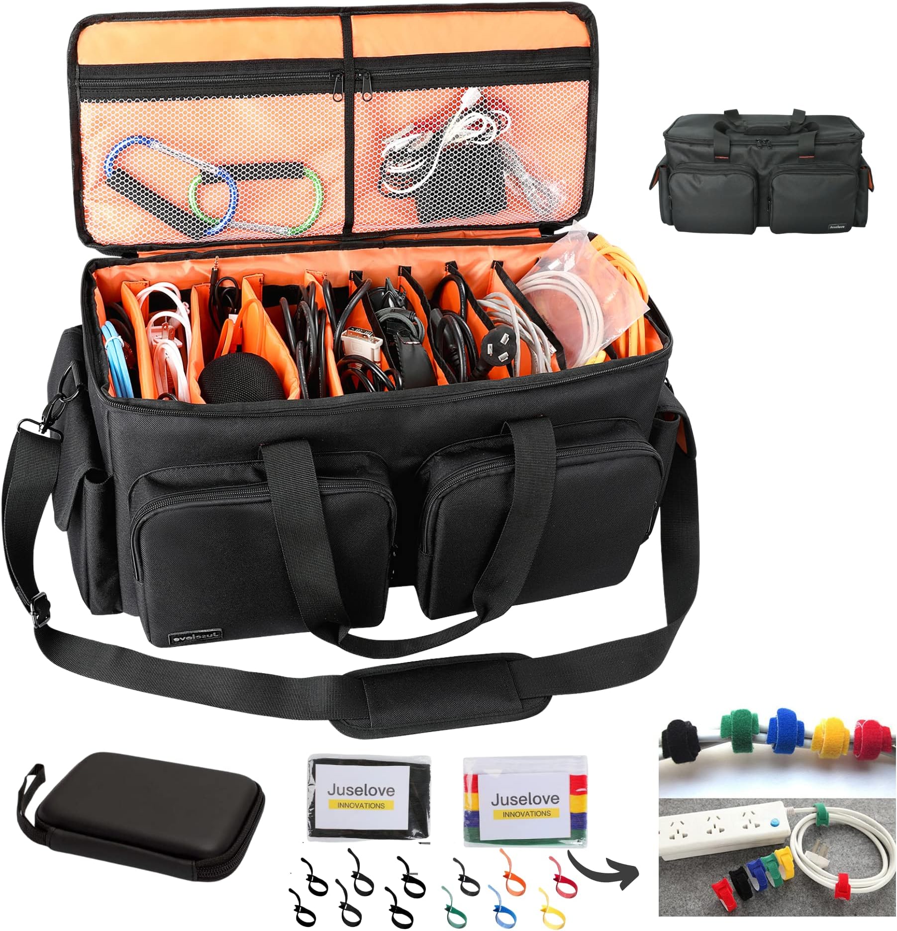 DJ Cable File Bag | Gig Bag with Detachable Padded Bottom and Dividers | Extra Large Cable Bag for Professional DJ Equipment, Musical Instrument, Travel and Dj Accessories