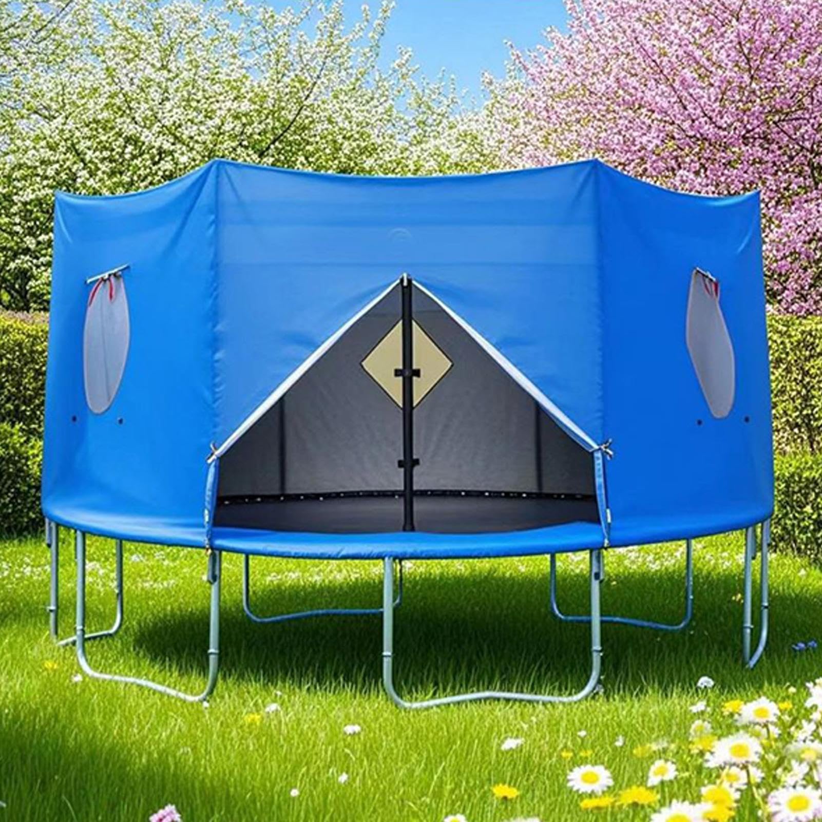 Trampolin Baldachin - Regenfischzelt & Sonnenschein, wasserdicht und Sonnencreme für Geburtstagsfeiern, Picknicks und Gemeinschaftsaktivitäten, Trampolin Schatten Top Cover mit Fenster, Trampoline